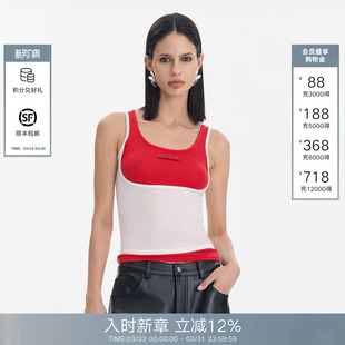 上衣 撞色拼接假两件无袖 Called Back吊带背心女2026春夏新款