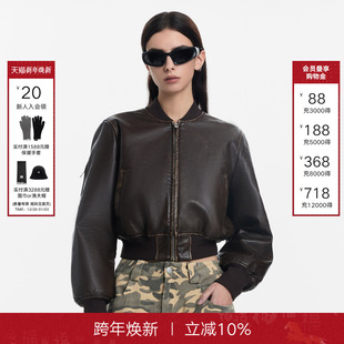 新款 Back皮衣女棕色2025年冬季 Called 夹克外套 Designer系列