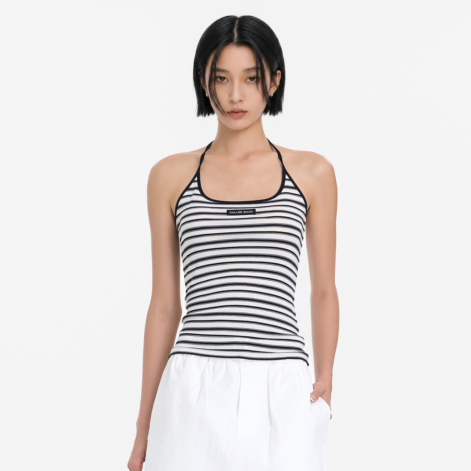 Called Back条纹挂脖背心女2026年夏季新款简约百搭吊带背心上衣