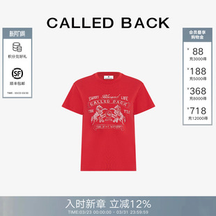 圆领宽松卡通印花上衣 T恤女2026春夏新款 Called Back红色印花短袖