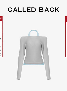 【Current系列】CalledBack挂脖长袖T恤女25年冬季新款一字肩上衣