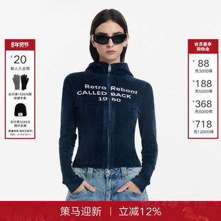 CALLED BACK连帽外套女2025年秋冬新款复古印花显瘦百搭减龄上衣