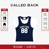 CALLED 休闲上衣 撞色字母印花修身 BACK假两件短袖 T恤女26春夏新款