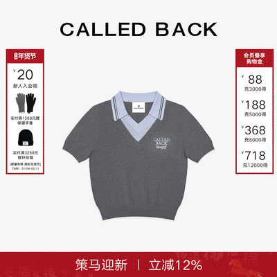 CalledBack短袖T恤女假两件上衣