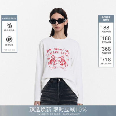CalledBack长袖印花T恤女上衣