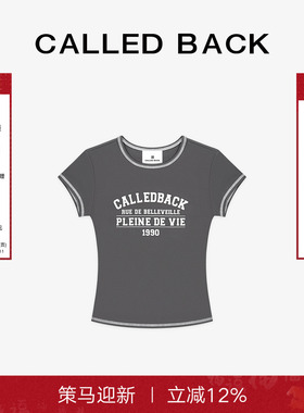 Called Back短袖T恤女2025夏季新款少女感修身辣妹短款灰色上衣