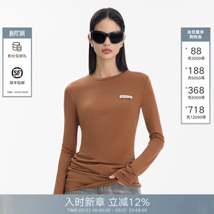 休闲简约圆领修身 T恤女2026春夏新款 打底针织上衣 Back长袖 Called