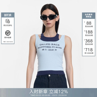 Called 百搭显瘦印花字母假两件上衣 Back吊带背心女2026春夏新款