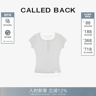 撞色拼接内搭打底小衫 上衣女2026春夏新款 Back假两件短袖 Called