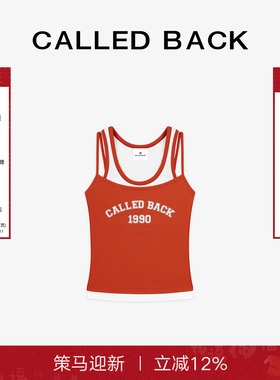 Called Back背心女2025夏季新款宽松百搭红色假两件印花短款上衣