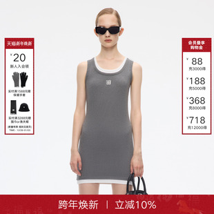 无袖 休闲撞色假两件修身 背心连衣裙女 Back2025新款 Called