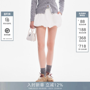 含内衬弹力logo织带蓬蓬短裙裤 Called Back花苞裙女2026春夏新款