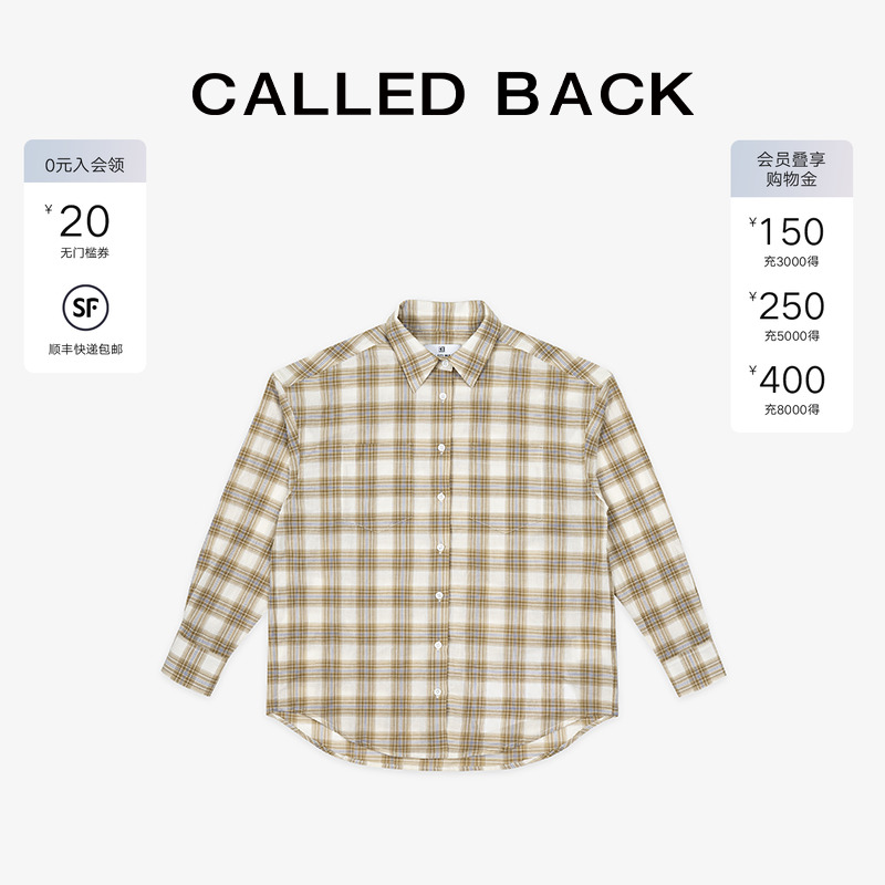 CalledBack格纹长袖衬衫女