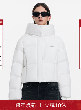 CALLED BACK短款羽绒服女2025冬季新款白色连帽90白鹅绒保暖外套
