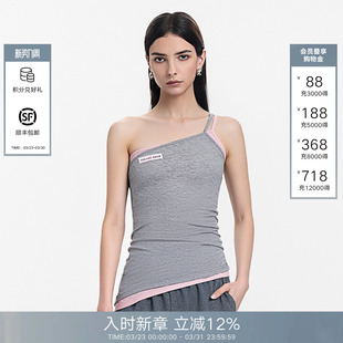 显瘦上衣 百搭时尚 Called Back假两件斜肩背心女2026春夏新款