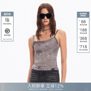 显瘦微弹无袖 修身 上衣 Back豹纹吊带背心女2026春夏新款 Called