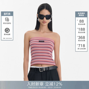 辣妹条纹裹胸无袖 抹胸背心女2026春夏新款 上衣 Back一片式 Called