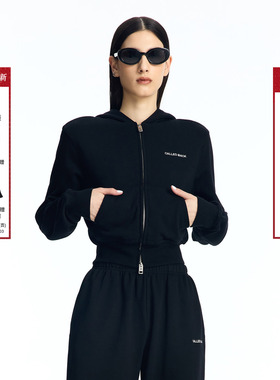 【屈菁菁同款】CALLEDBACK25秋季新款丝绒连帽卫衣女休闲运动外套