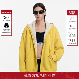 CALLED BACK连帽加绒卫衣外套女2026春夏新款加厚连帽休闲上衣