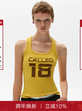 【VAVA同款】CalledBack字母印花18吊带背心女修身无袖打底上衣