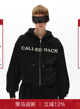 CALLED BACK官方直营秋季新款美式复古休闲黑色连帽卫衣外套女