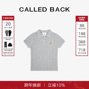 新款 Called 女2025秋季 POLO衫 休闲翻领打底上衣 Back绞花针织短袖