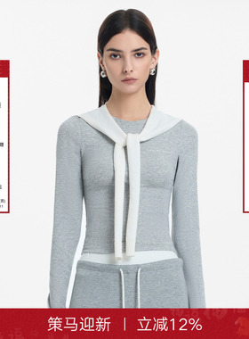 CalledBack假两件灰色卫衣女2025秋季新款撞色设计感小众长袖上衣