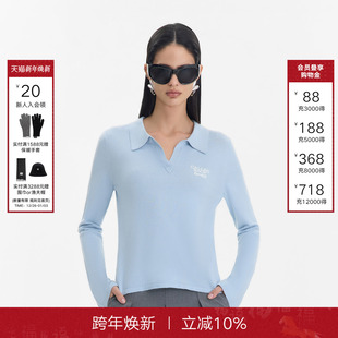 Back长袖 简约纯色POLO领打底衫 针织衫 新款 上衣 女2025秋季 Called