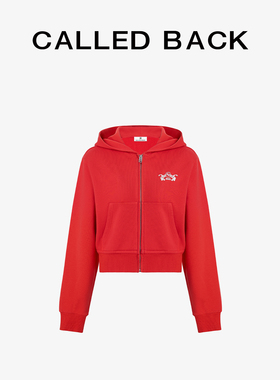 Called Back红色连帽卫衣女2026春季新款拉链衫休闲百搭印花上衣