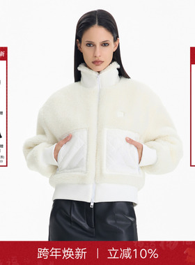 CalledBack摇粒绒外套女2025秋冬新款简约拼接高级感短款保暖上衣