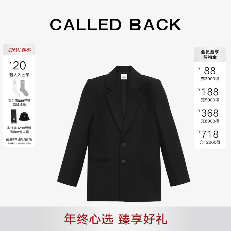 CALLEDBACK廓形黑色西装外套