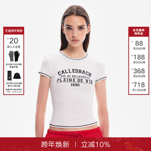 1990字母印花修身 T恤女2025新款 显瘦内搭打底上衣 Back短袖 Called