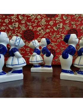 70年代怀旧收藏对吻小童亲嘴娃娃   陶瓷摆饰情侣工艺礼品