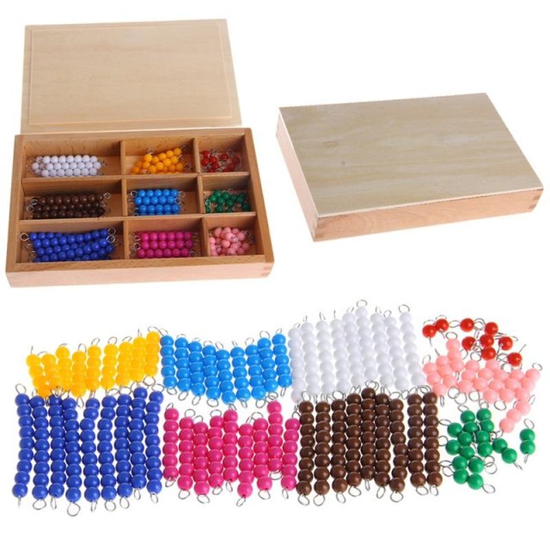 Montessori Mathematics Material 1-9 Beads Bar in Wooden Box