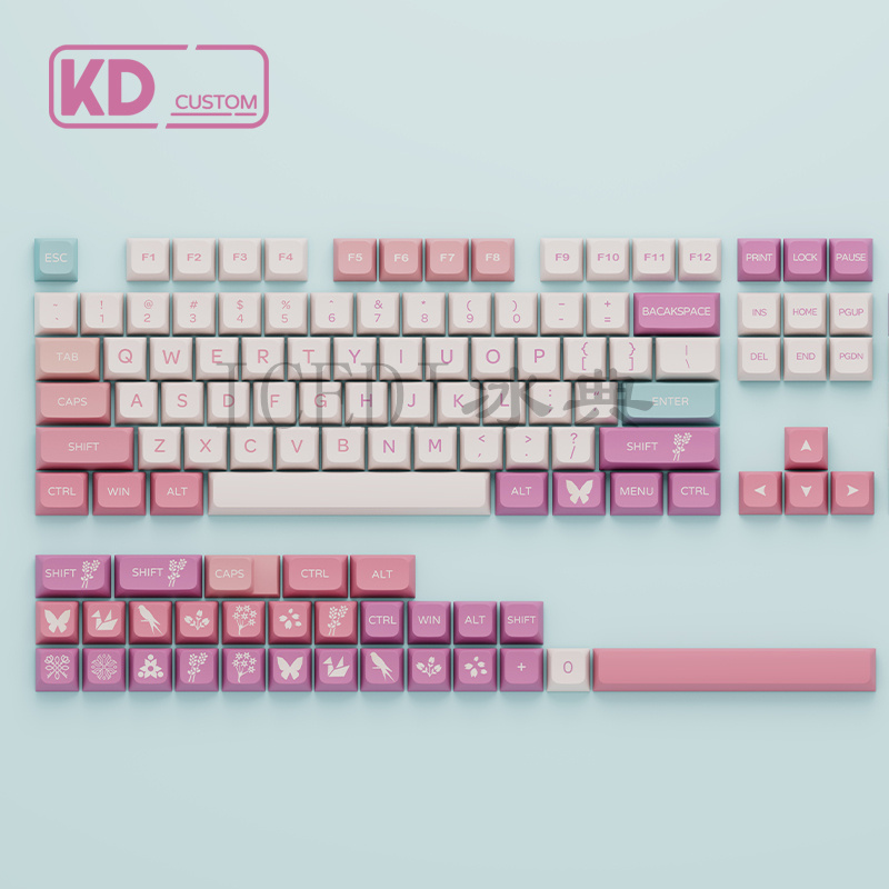 冰典XDA大全套键帽热升华PBT61/87/98/104/133云夕阳紫烟粉白色