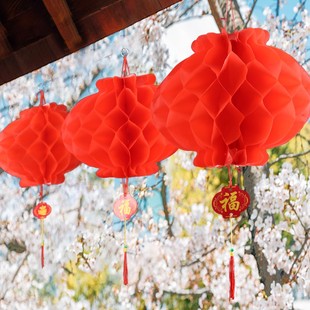 结婚植绒小灯笼挂件红树上连串室内户外院子喜庆挂饰婚庆装饰布置