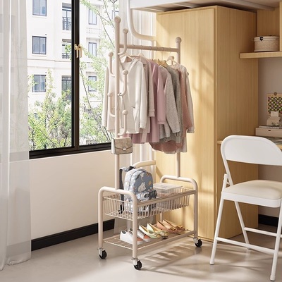 速发挂衣架室内卧室落地杆式入户衣帽头置物架挂包架办公室用床架