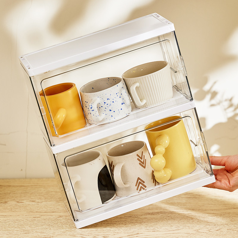 速发杯子收纳置物架水杯收纳盒防尘玻璃杯茶杯托盘沥水杯架子桌面