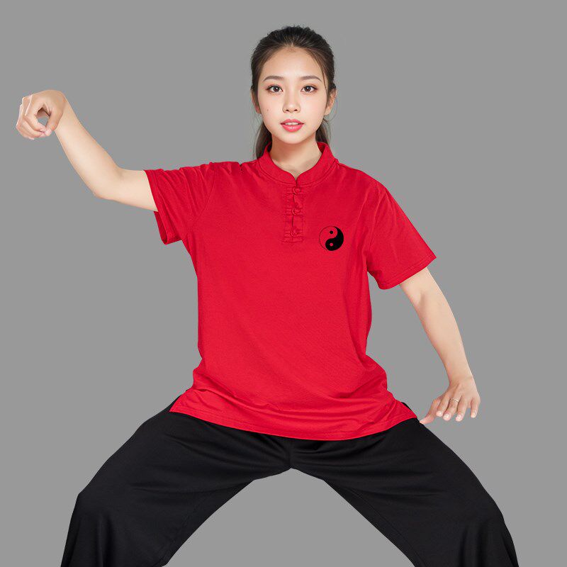 速发太极服款新款夏季太极拳练功服男款八段锦太极T恤长袖上衣