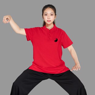 速发太极服款新款夏季太极拳练功服男款八段锦太极T恤长袖上衣