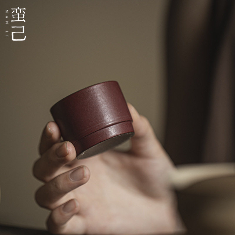 蛮己日式粗陶品茗杯功夫茶具文人喝茶单杯家用小茶杯日式圆筒杯子