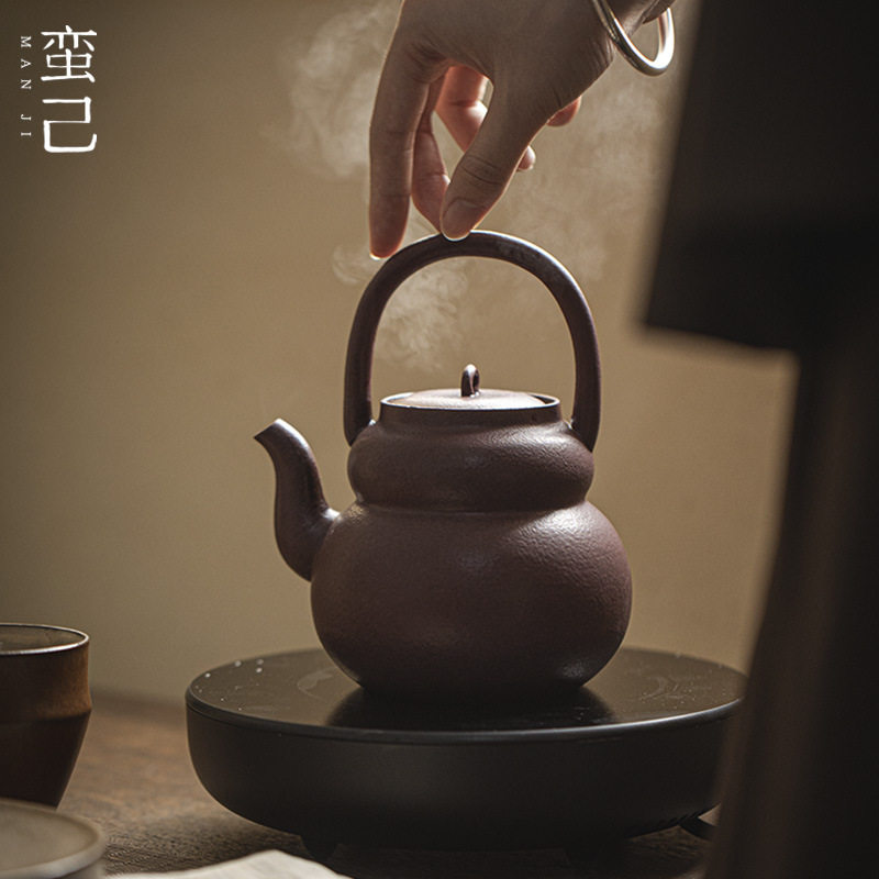 蛮己日式提梁煮茶壶功夫茶具烧水陶壶葫芦茶壶家用围炉仿古煮茶壶