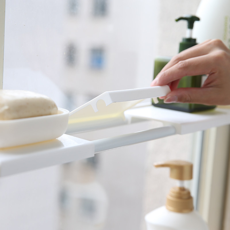 窗台可伸缩分层隔板厨房免钉收纳架飘窗免打孔隔层卫生间小置唐延