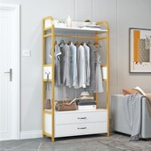 抽屉款 衣服收纳架 衣帽架落地卧室家用挂衣架阳台多功能挂衣置物款