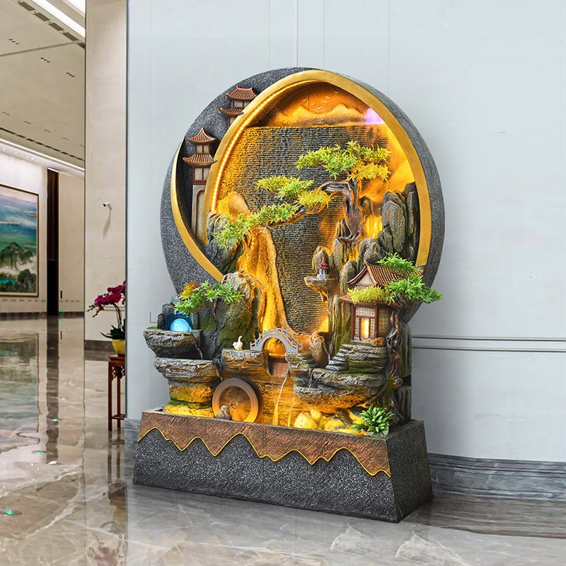 水幕墙流水屏风庭院装饰摆件办公室客厅阳台景观室内水景假山隔断
