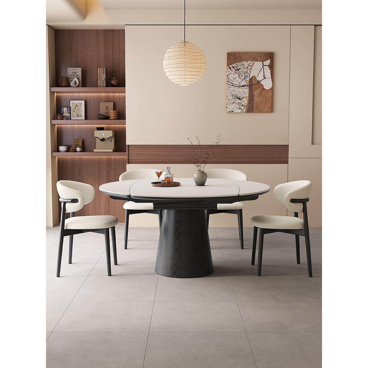 2025新款岩板餐桌椅组合家用现代简约客厅可伸缩折叠小户型饭桌子