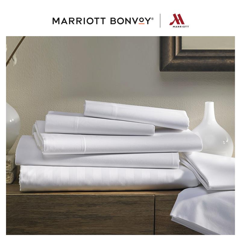 万豪酒店四件套五星级酒店床上用品条纹提花被套床单