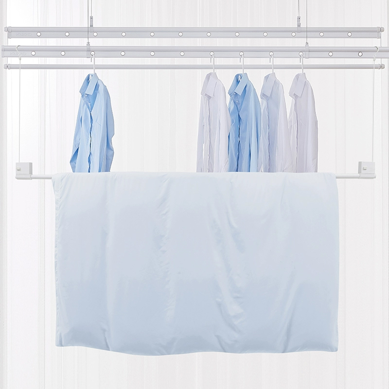 伸缩晾衣杆晒被子神器不锈钢免打孔悬挂式阳台室内简易型收纳家用