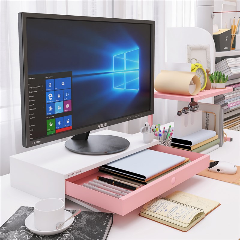 峰阳金属彩色台式电脑显示器增高架屏幕底座支架桌面收纳置物架子