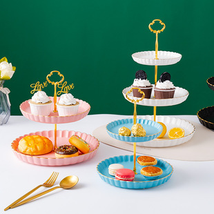 直销家用客厅干果多层零食陶瓷串盘婚宴甜品台架外贸